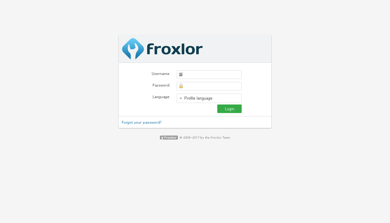 Froxlor login page