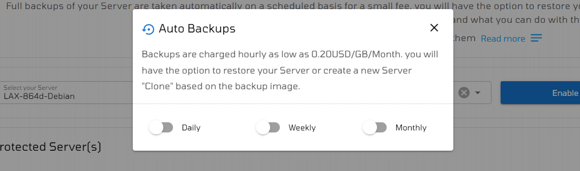 VPS server that Provides Automatic Backup in It Control Panel - VPSie
