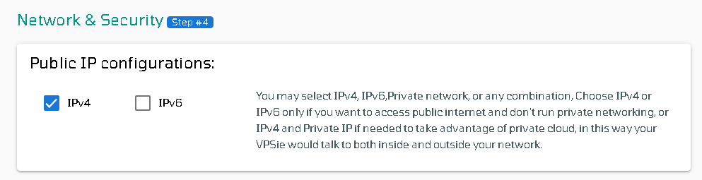 VPSie Public IP selection