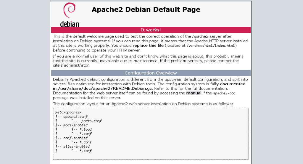 Apache debian default page