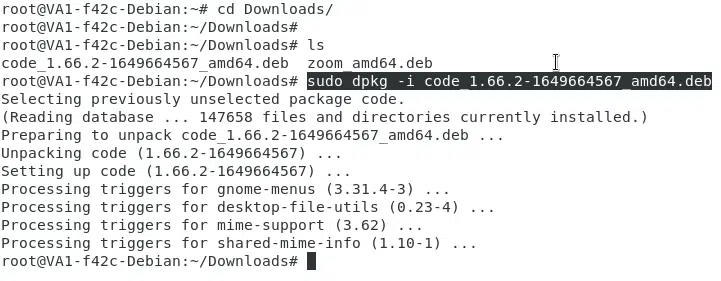 VS code installation on debian