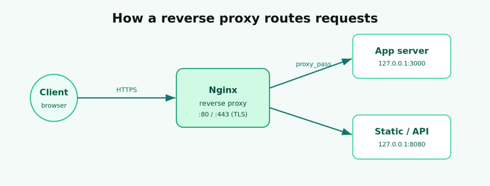 Nginx reverse proxy routing client requests to backend app servers